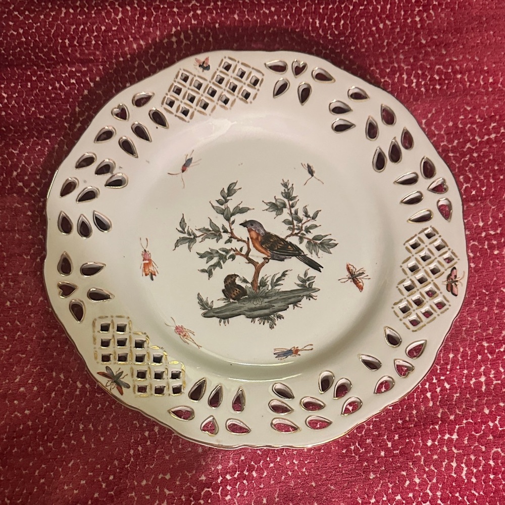 Elegant White Porcelain Plate with Bird Design
